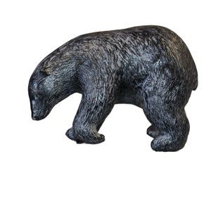 Vtg Wolf INUIT Bear Sculpture Canada Grizzly Bear Grey Soapstone Signed WE W44
